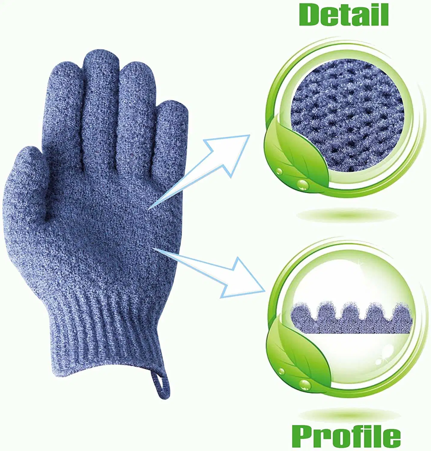 Corpo do removedor de pele morta Mitt com cinco dedos e logótipo personalizado Luvas esfoliantes corpo Sfoliator Scrubber Duche Silk Korean Exfoliating Gloves