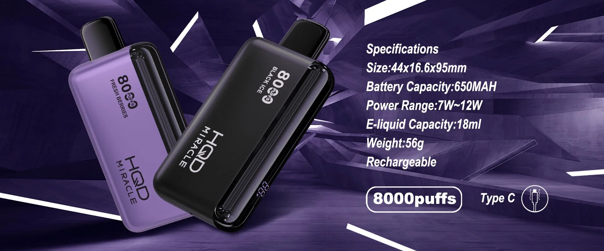 Milagro HQD 8000puffs 650mAh 18ml 20flavor