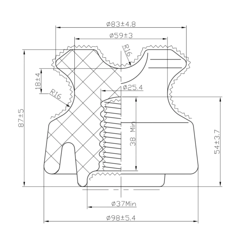 Isolador do pino elétrico de porcelana cerâmica marrom Xinghai 55-2 para alimentação Transmissão