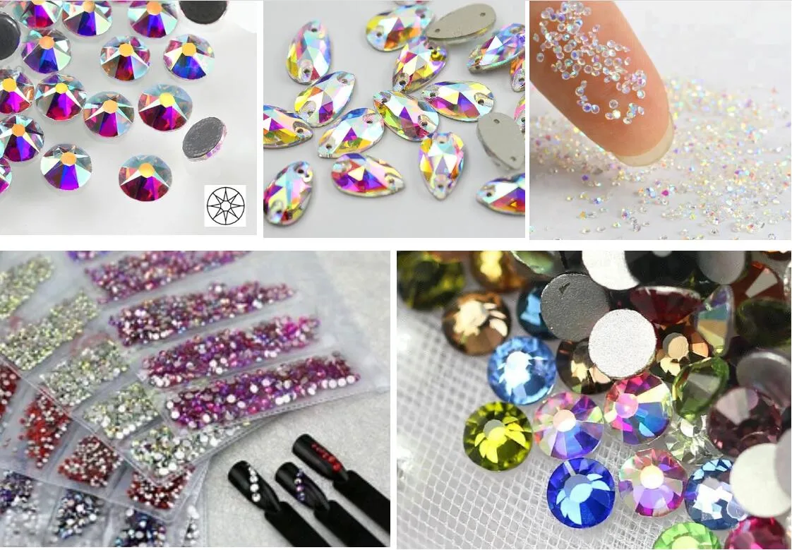 Ab Colors Flat Back Hot Fix Round Rhinestones Gem Stones for Clothing