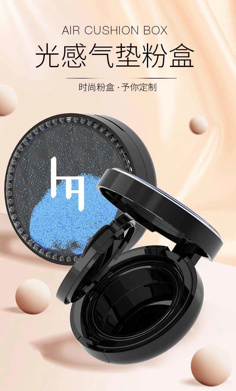 Quicksand Process Custom Plastic Empty Magnetic Round Compact Pressed Powder Case with Mirror Cosmetic Packaging Have Stock