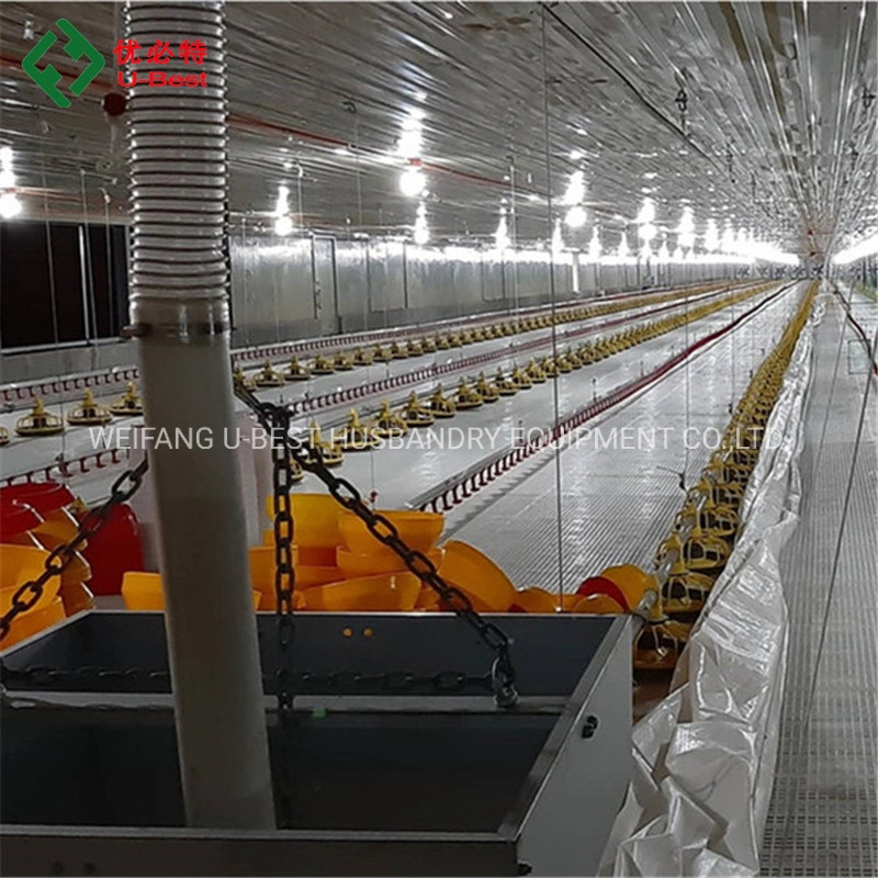 Venta en caliente Tunnel Poultry Farm con ventilador de 54" refrigeración Pad aves Feeders bebedores Climate Controller Calentador