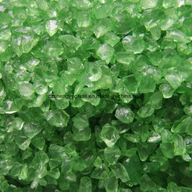 Green Color Clear Terrazzo Colored Glass Chips