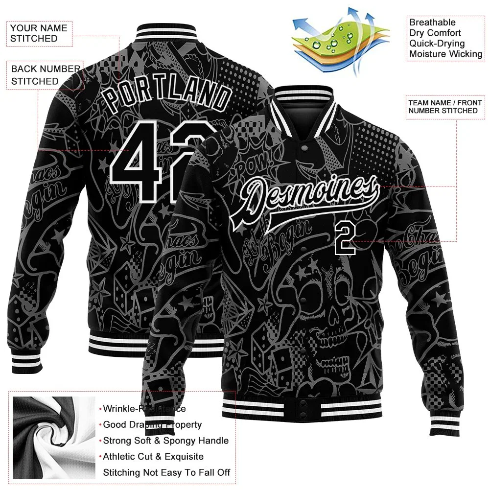 Custom Men Sports Apparel Print Fashion Baseball Jacket