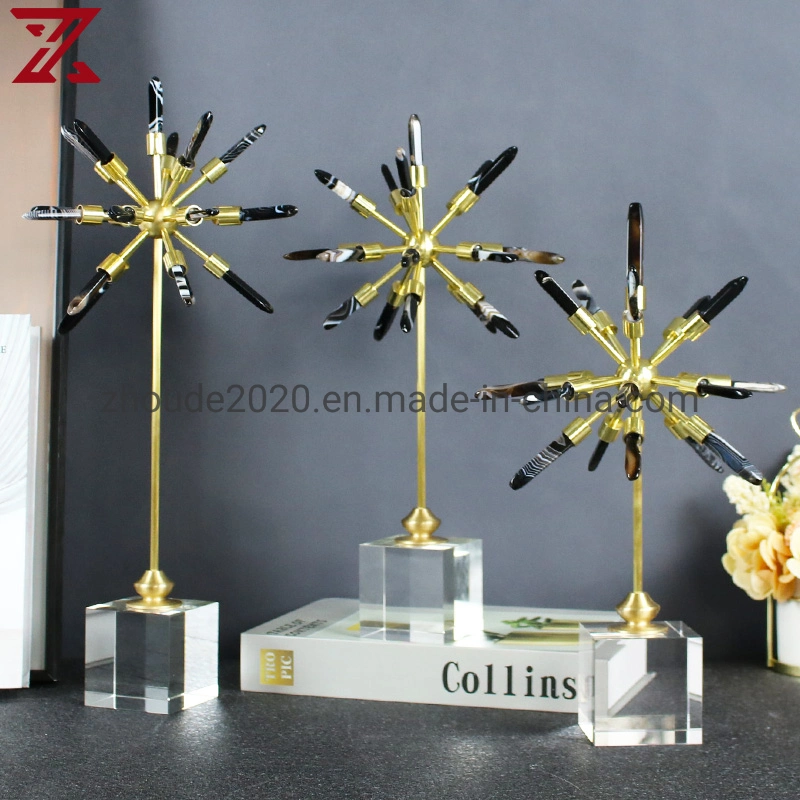 Modern Luxury Glass Base Natural Spar Decorations for Office Desktop Ornaments Crafts