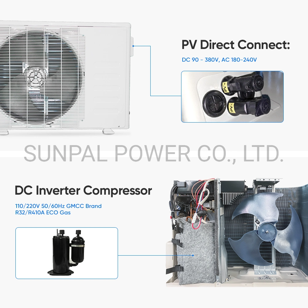 OEM ODM 110 Volt 220V 60Hz Smart Mini Room Split Inverter Klimaanlage 100% Solar Mit Wärmepumpe 24000 Btu T3 410A Heimnutzung