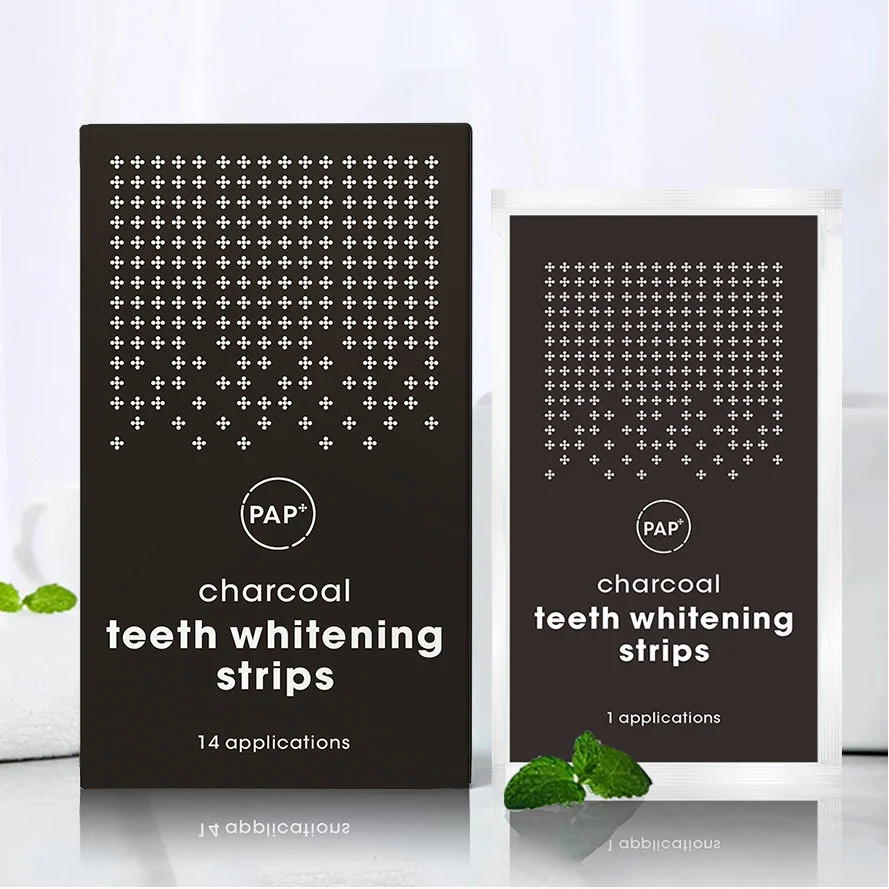 2023 New Trending Hot Sales Pap+Charcoal Dental Teeth Whitening Strips of 14-Pairs