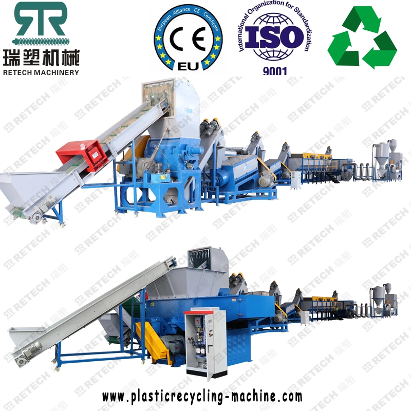 Retech Waste Plastic Film PP PE HDPE LDPE Bags Agricultural Film Full Automatic Washing Line Crushing Dewatering Drying Recycling Machine