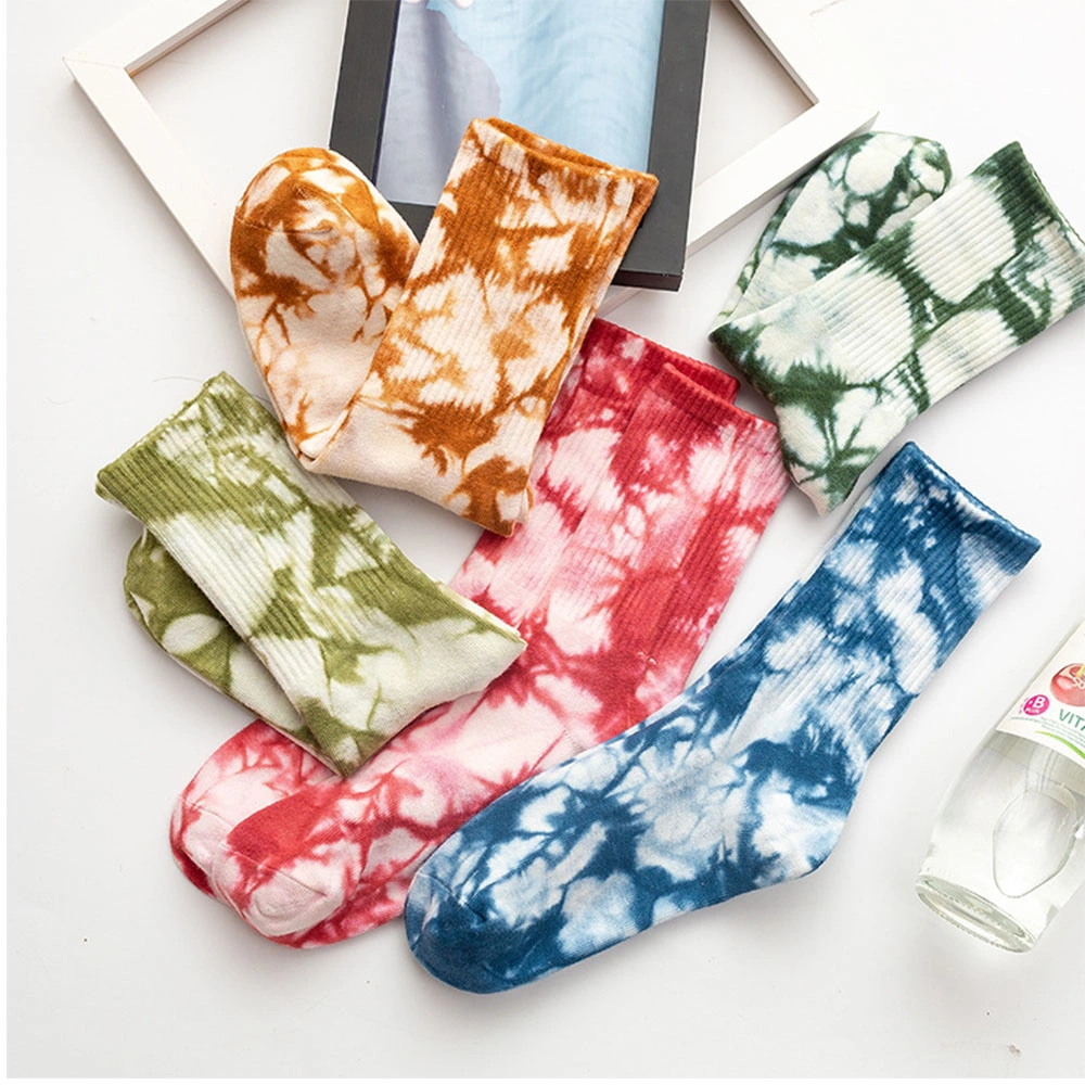 Fashion Funny Colorful Tie-Dye Crew High Tube Sport Socks