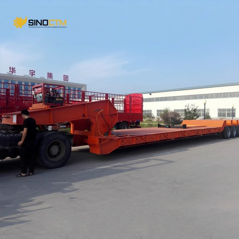 Excavator Lowbed Trailer 3 4 Axle Low Bed Loader 50 60 Ton Gooseneck Lowboy Semi Truck Trailer for Sale