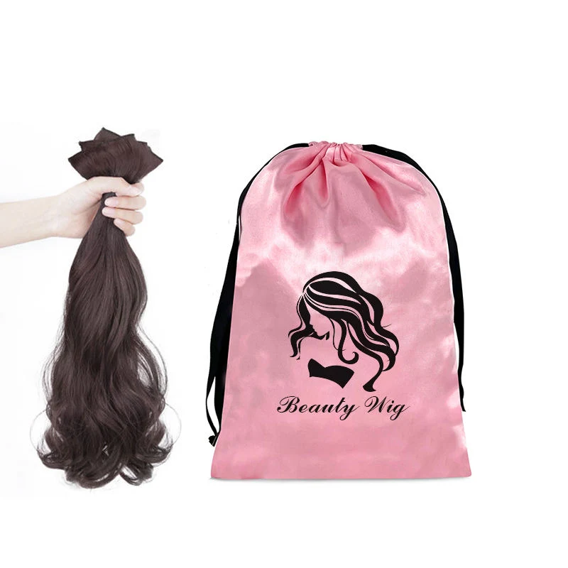 Custom Satin Hair Bag with Logo Jewelry Cosmetics Gift Silk Bag Hair Packaging Storage Bag
