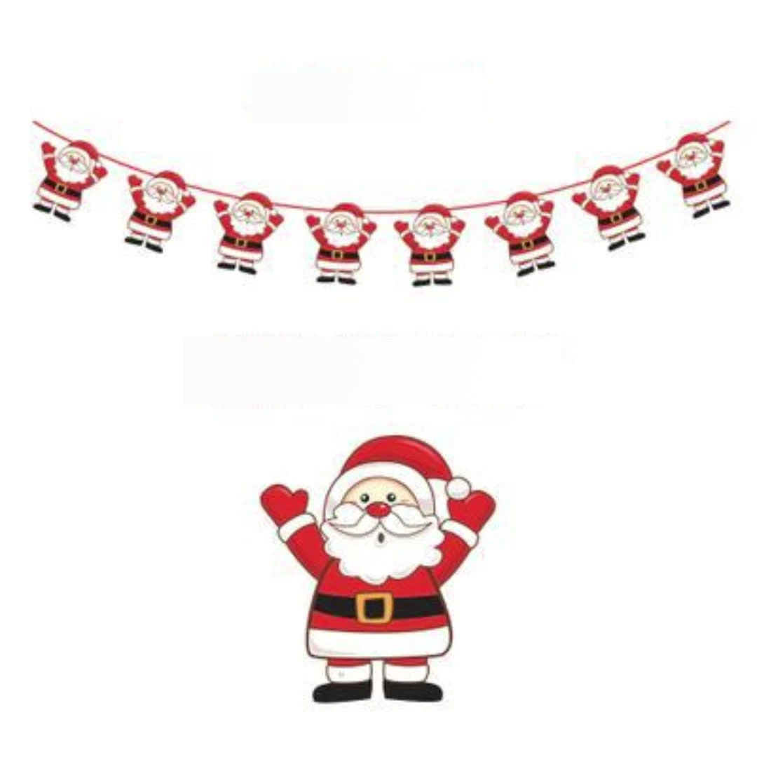 12 Styles Double Paper Side Christmas Banner Xmax Signs Hanging Banner with Santa Elk Sock Snowman Ornaments