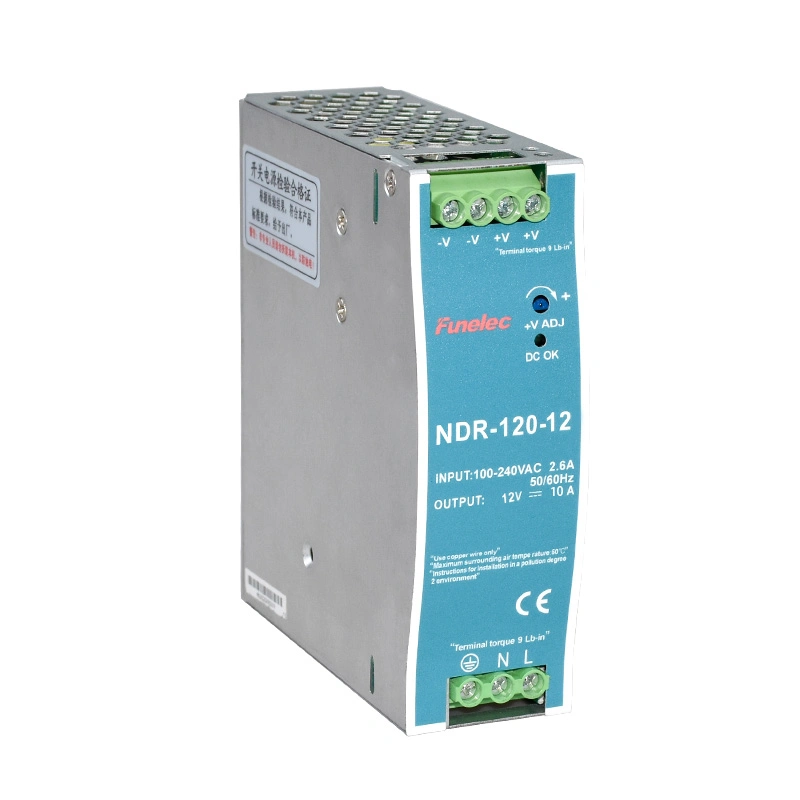Guide Rail Switching Power Supply AC 220 to DC 12V 10A Motor Drive Power Ndr-120-12V