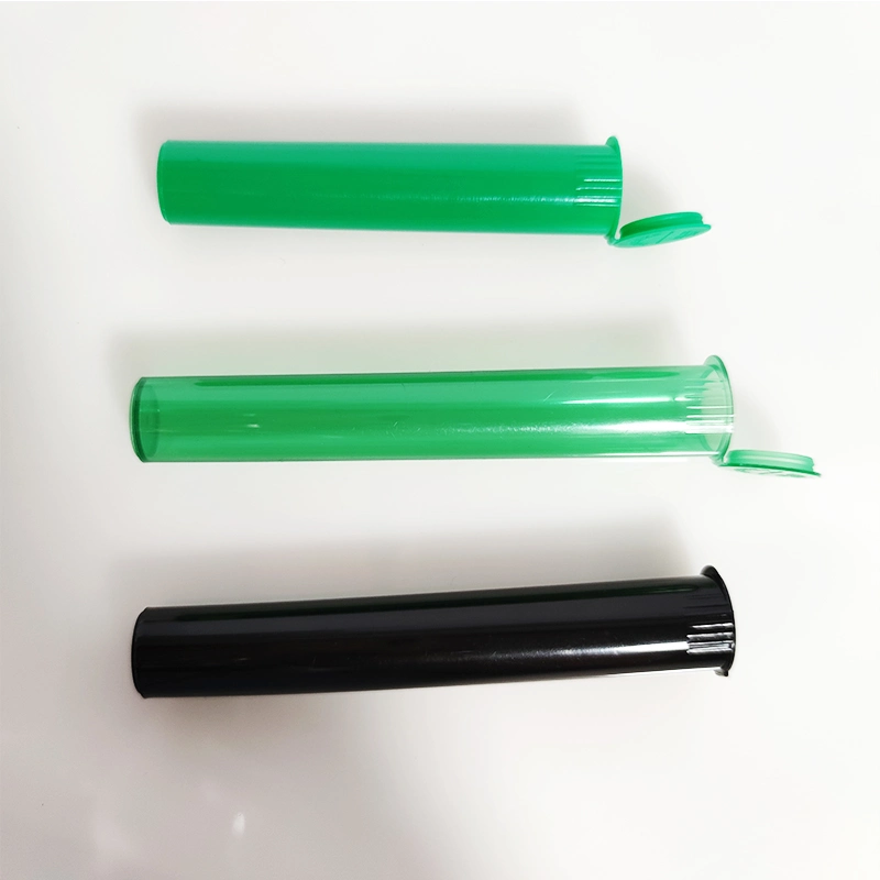 Opaque Gloss Black PP Plastic Doob Cigar Tubes Pre Roll Containers with Squeeze Child Resistant Lids