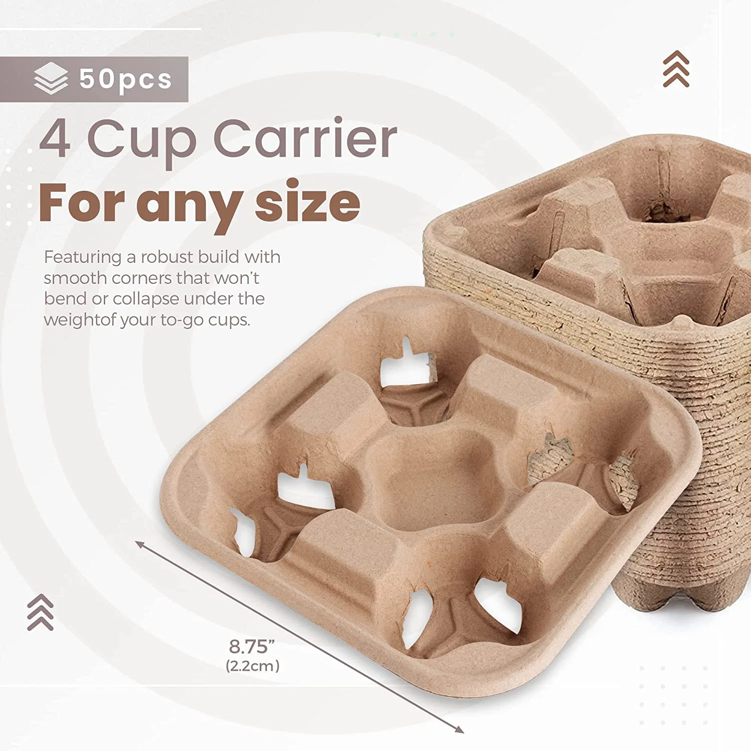 4-Cup Beverage Holder Is Made of Recyclable Pulp Fiber, Biodegradable, Compostable, Environmentally Friendly, Waste-Reducing, Durable and Not Easy to Break