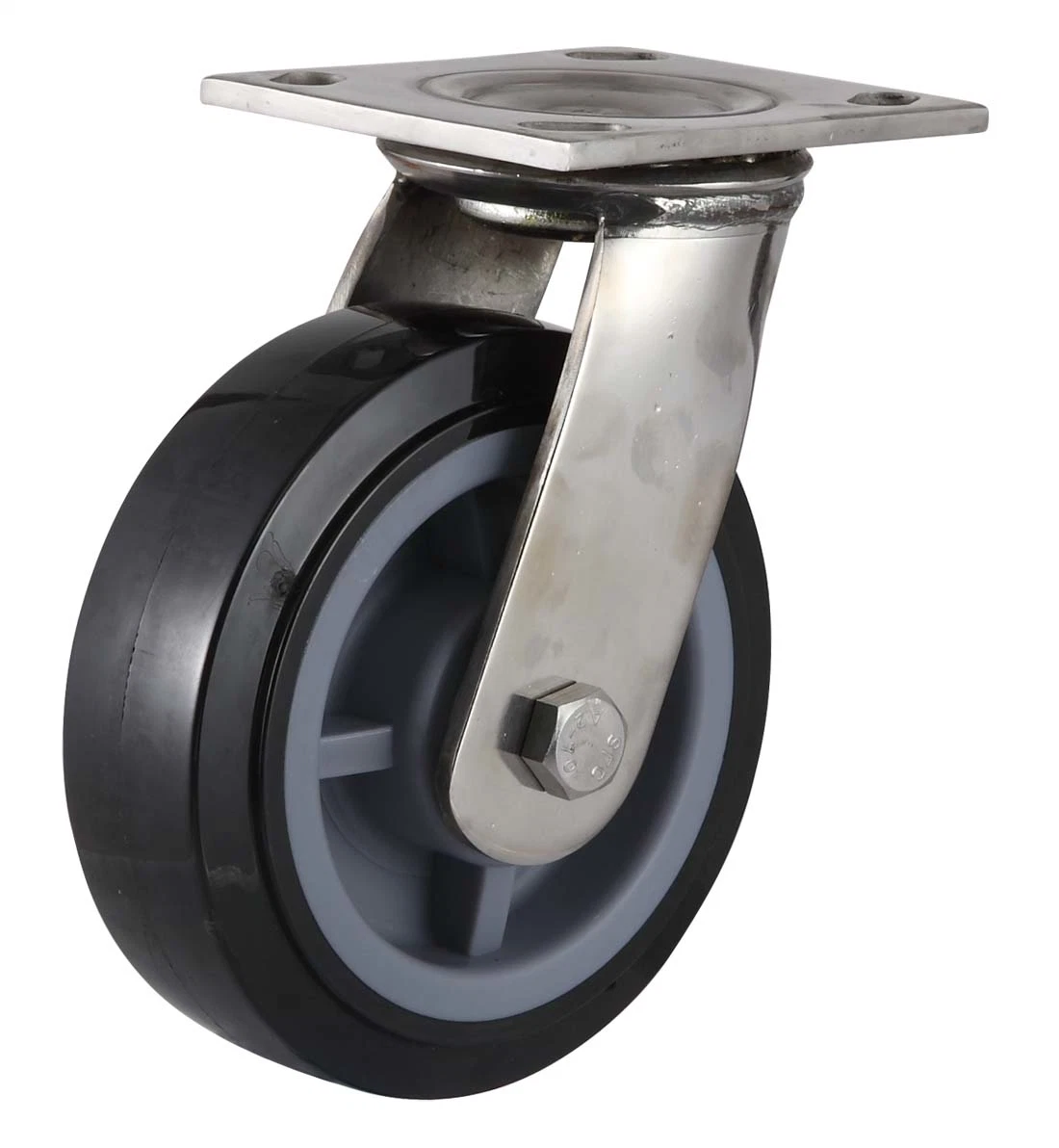 4-8 Inch Stainless Steel Endurant Nylon Swivel Dual Brake Industrial Caster (white)