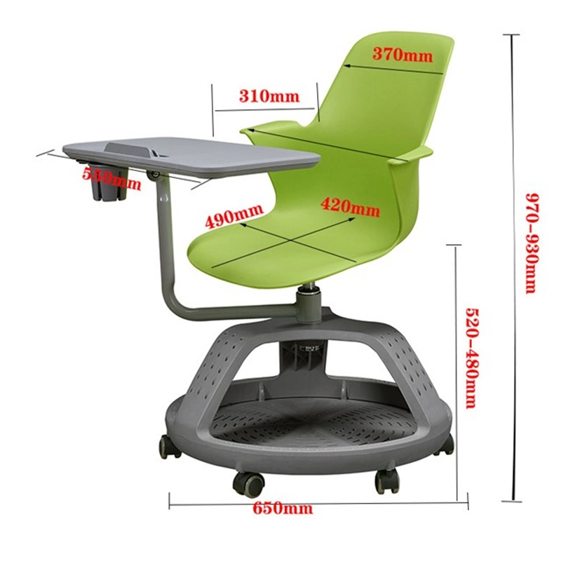 Wheels PP College Student School Writing Training Chair with Tablet