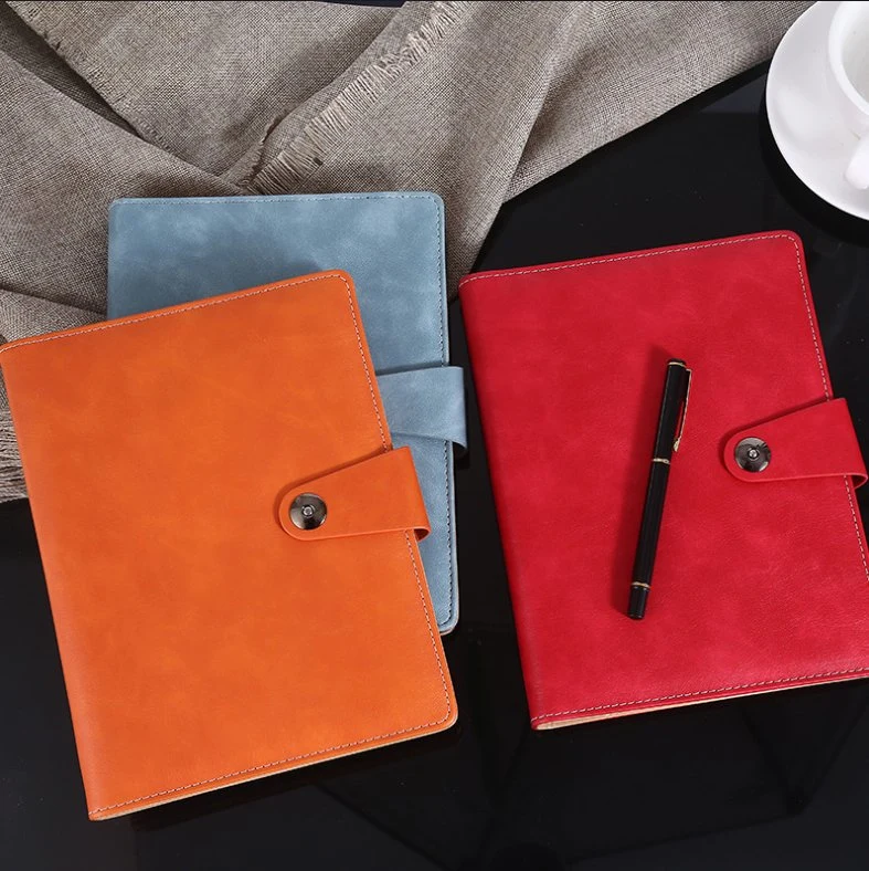 Office Supply Custom Logo HardCover A5 Vegan Leather Journal Notebook تعيين هدية