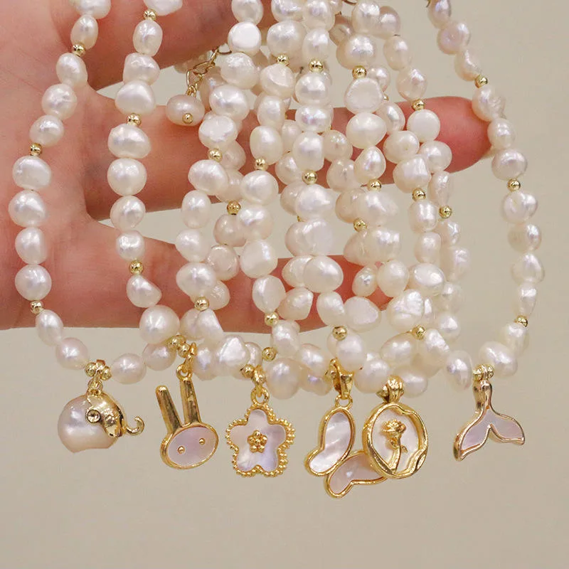 Korea Hot Selling Fashion Jewelry Simple White Natural Freshwater Pearl Bracelet