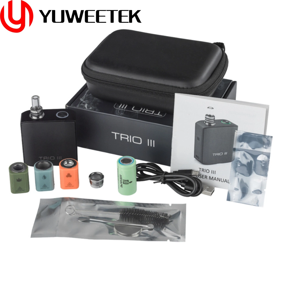 Trio III 3 en 1 tanques VAPE Cámara doble portátil Fumando Cera de Cera de Hierbas secas Vaporizer - Prerador de Hierbas para Tabaco