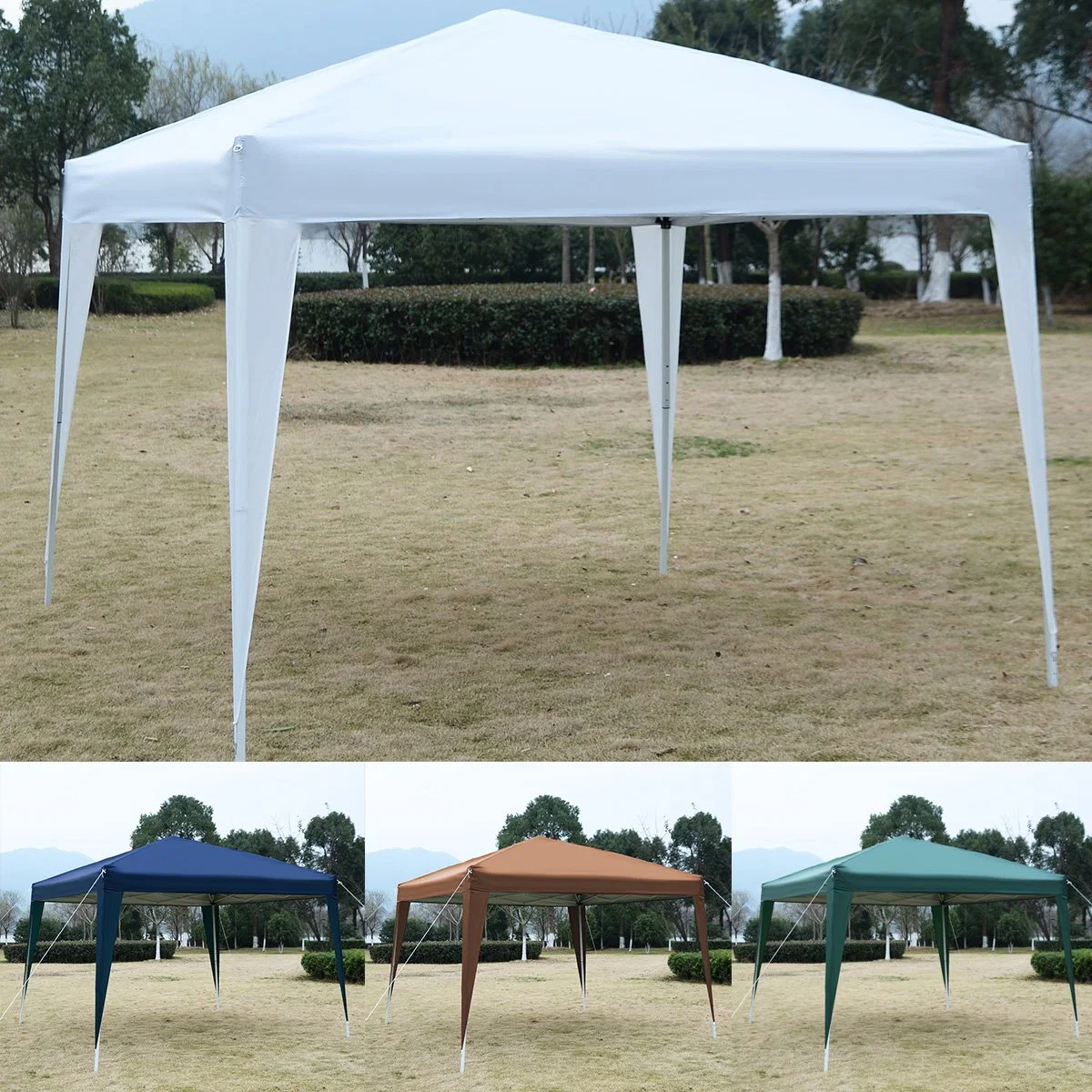 Gazebo, 3 X 3 M, Waterproof, Includes Bag, Pop-up Click System, UV Protection 50+, Folding Canopy, Garden Party Tent, Metal Struts, Various Colors