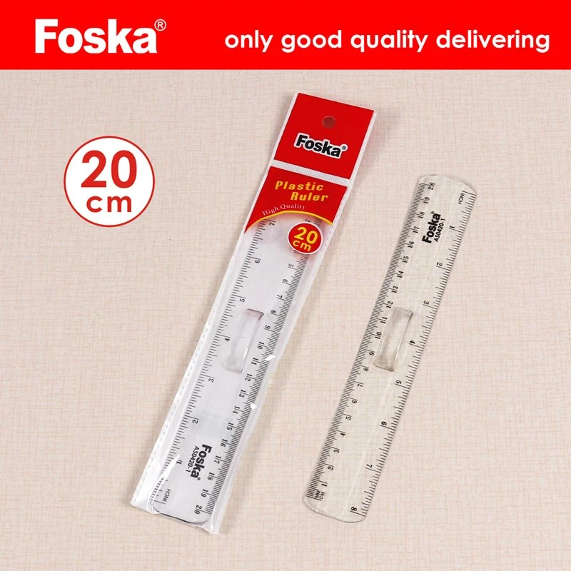 Foska Stationery Office 20cm High quality/High cost performance Plastic Ruler with Finger Handle