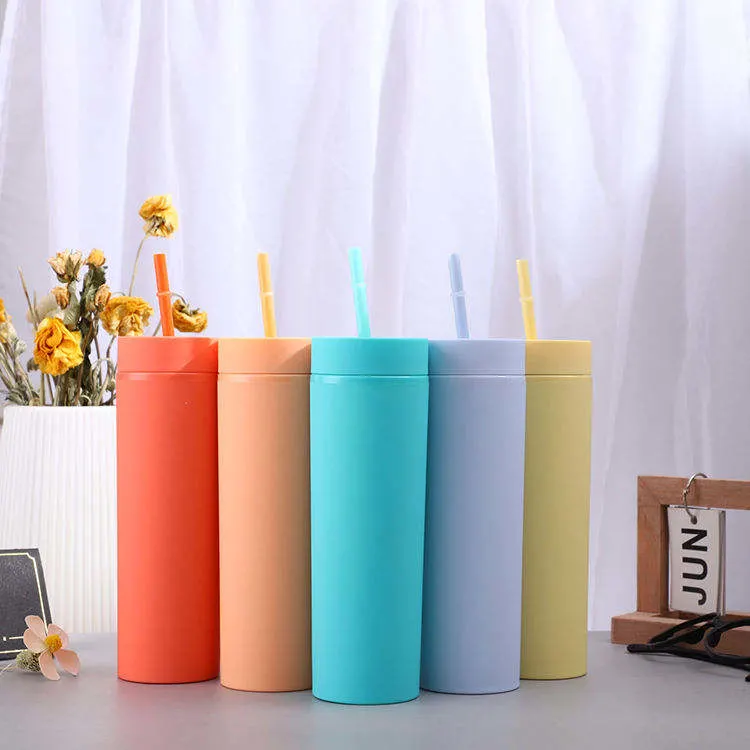 Tumbler Double Wall Plastic Cup Skinny Matte Mug