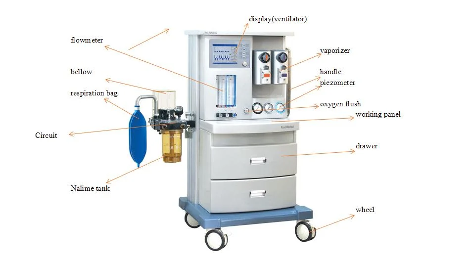 Mn-An010 High Quality Veterinary Anesthesia Machine Price with Ventilator and One Vaporizer