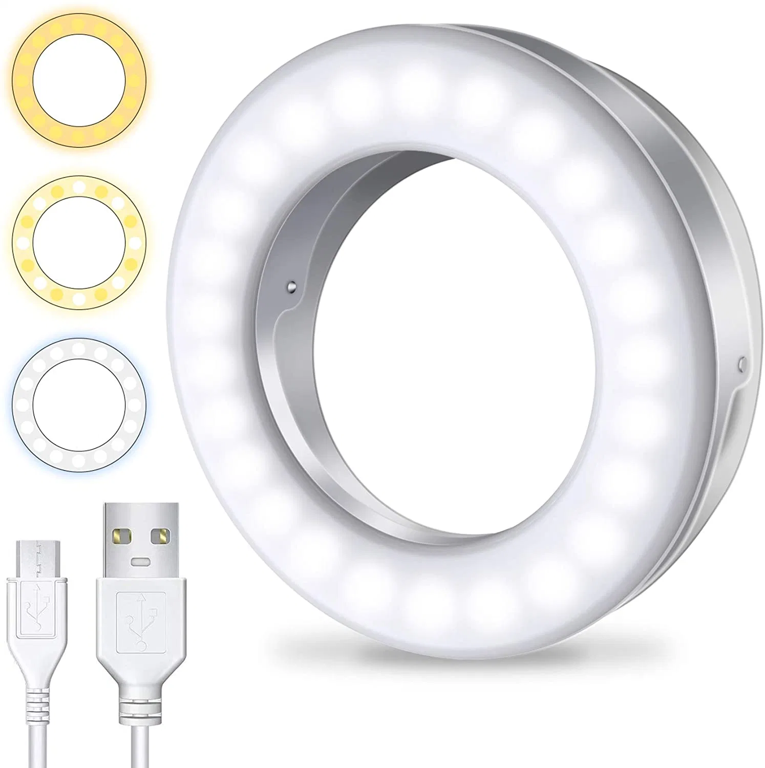 Portale Selfie Clip'anneau lumineux avec LED pour téléphone intelligent de la photographie et de la caméra vidéo