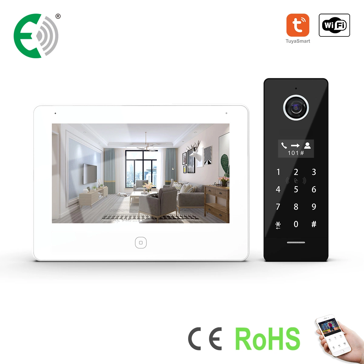 2 Wire IP&WiFi Video Doorphone with Touch Screen Multi-Funtional