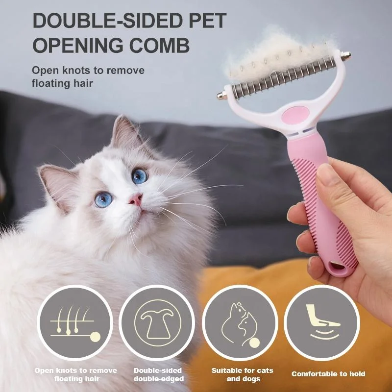 Popular Double-Sided Hair Anti-Knotting Comb Pet Grooming Brush