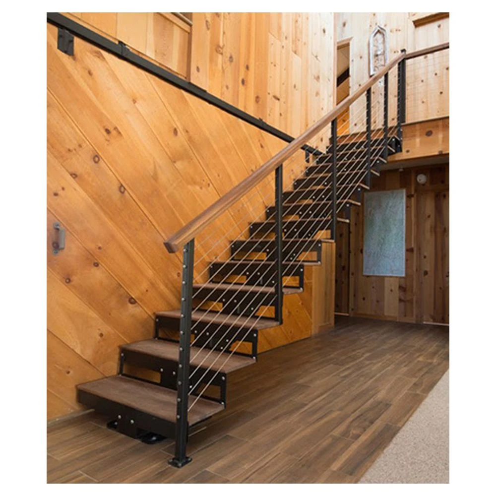 Prima Indoors and Outdoors Modern Design Steel Wood Prefabricated Straight Staircase