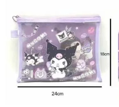 Ruunjoy Anime Sanrios Pochacco Hangyodon Little Twin Star Series Mesh File Bag Two Piece Set Kawaii Portable Storage Bag Stationery Bags