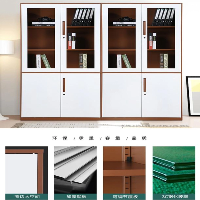 Knock Down Office Furniture Steel Filing Cabinet Documents Storage Specifications with Glass Door