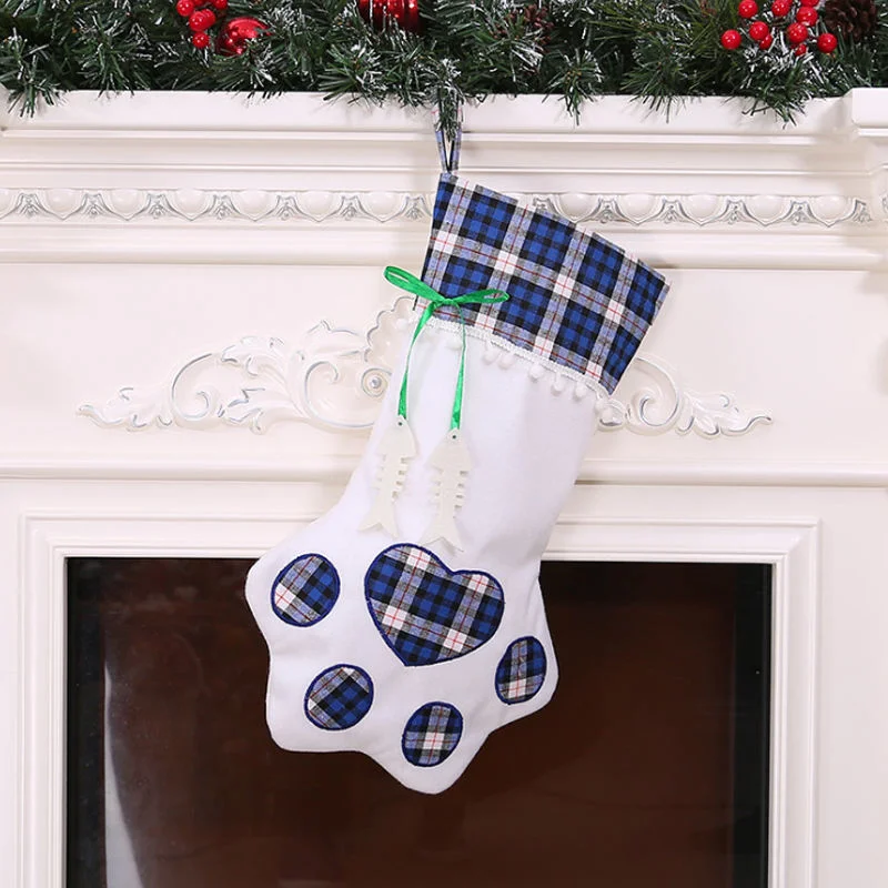 Non-Woven Sugar Bag Dog Paw Christmas Stocking