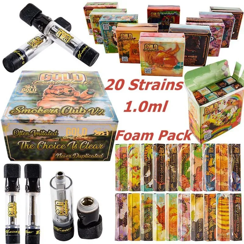 Smokers Club V2 E cigarettes vaporisateurs 20 souches 0,8ml chariots à huile de 1,0 ml d'épaisseur, chariots vides à bobine en céramique à 510 fils