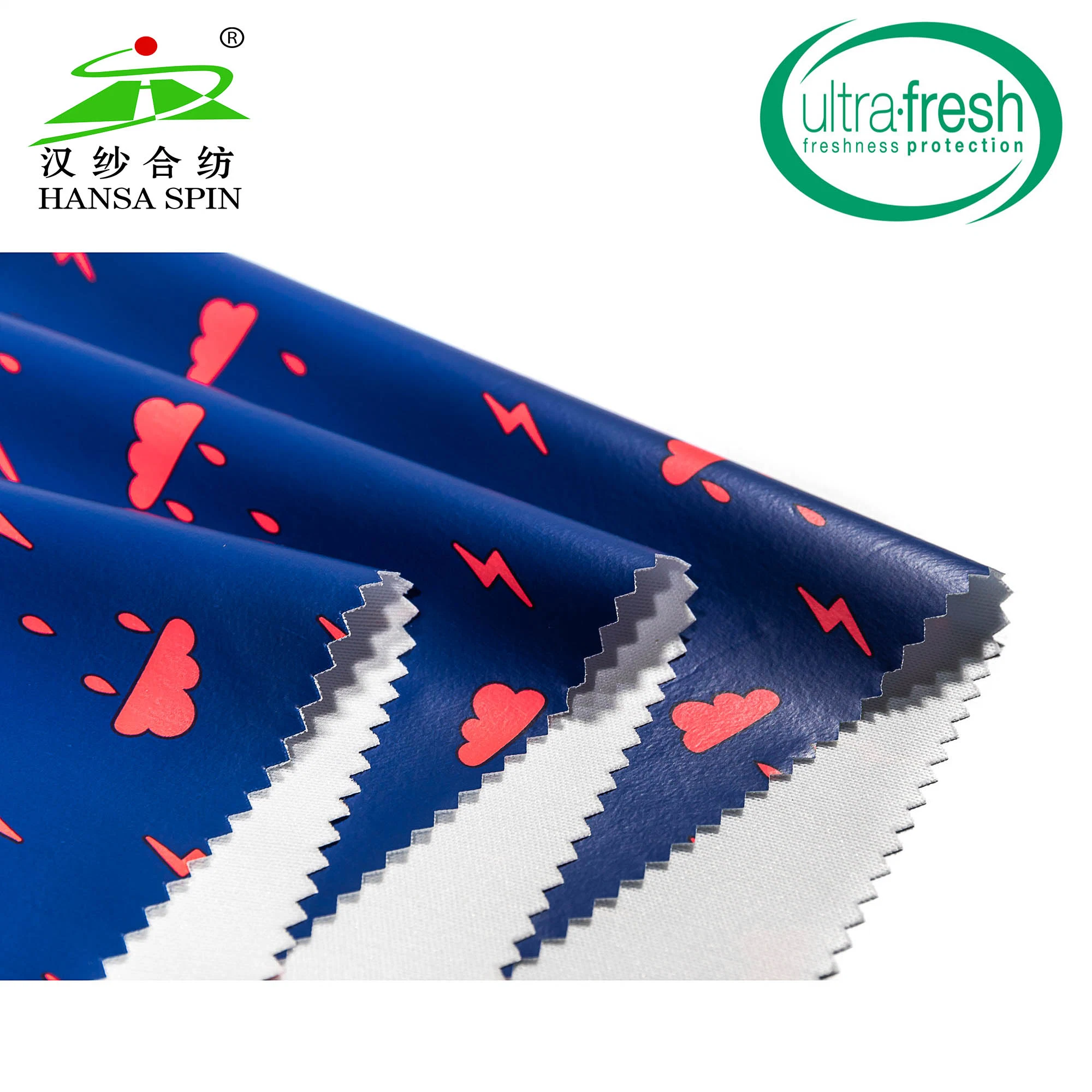 Customize Printed Blue Thunder Printing for Outdoor Wear TPU Leather