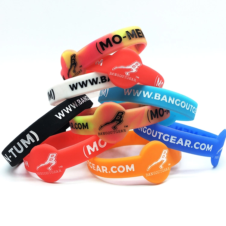 Factory Price Customize Any Color Print or Embossed Color Filled Silicone Bracelets