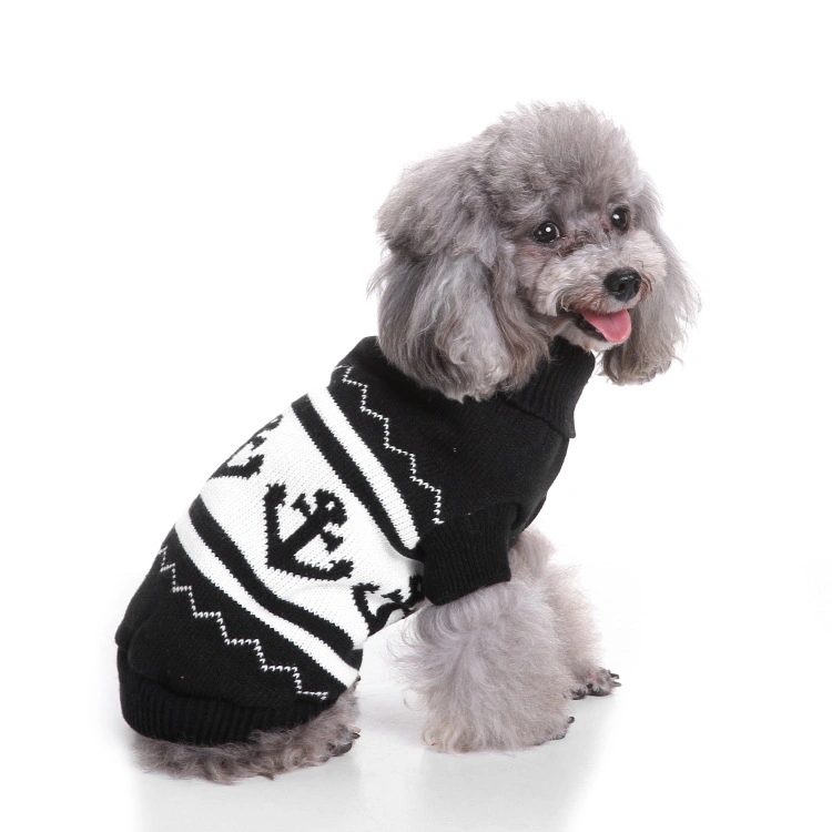 Christmas Dog Sweater with Boat Anchor Pattern Winter Clothes Soft Knit