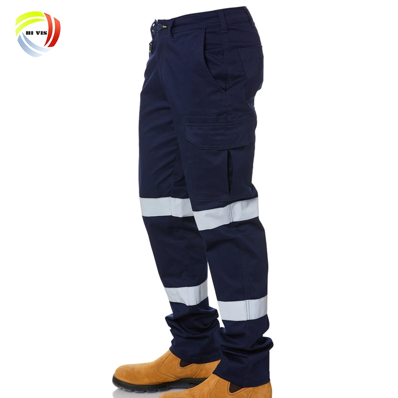 Mayorista Men′ S pantalones Trabajo Seguridad exterior Reflective Pocket Uniform Pantalón de carga táctica azul marino de senderismo personalizado