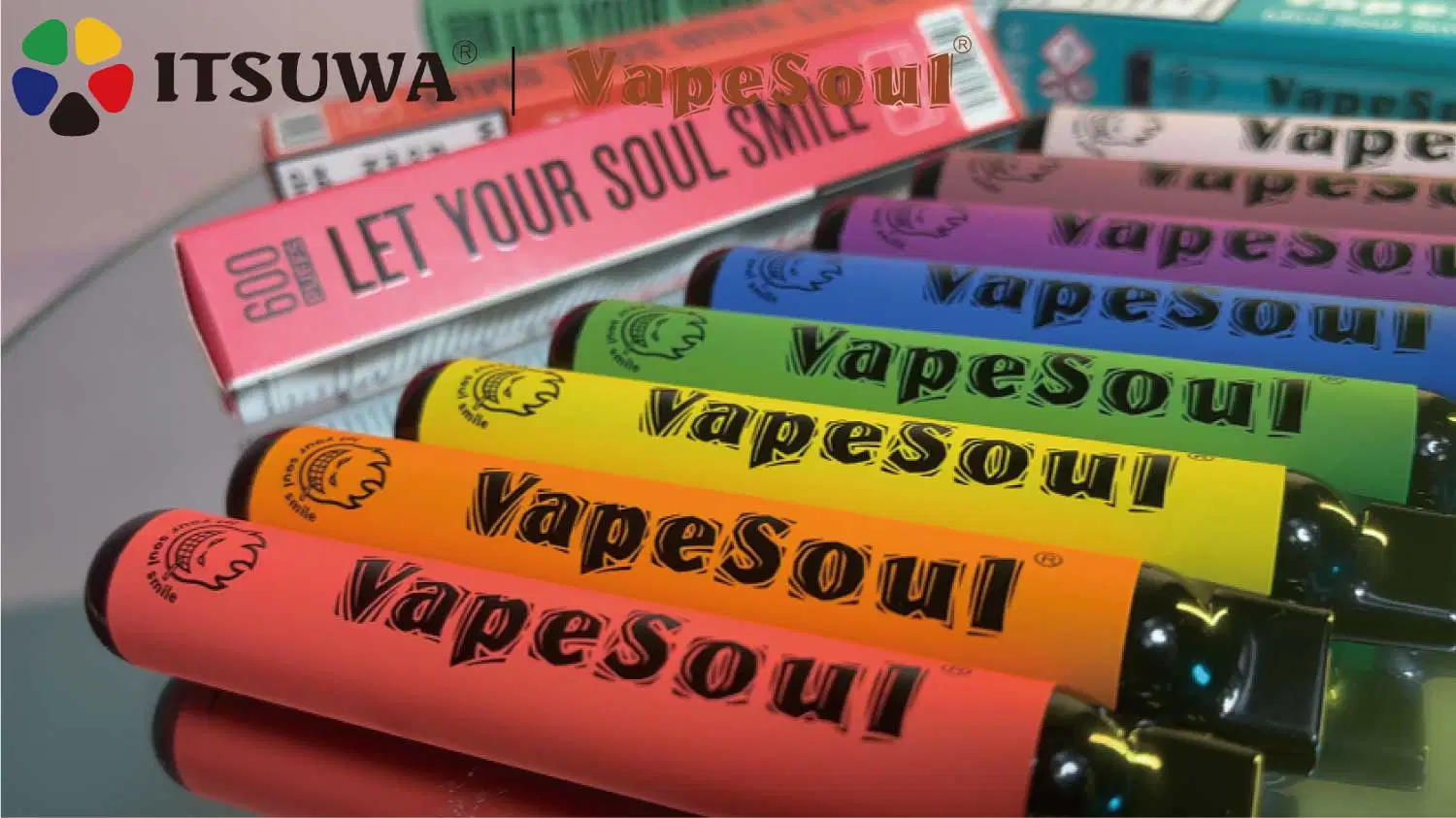 Vapesoul Mini Soul Smile 2 al por mayor VAPE Vaporizador personalizado 0% 2% 5% nicotina mejor 600 Puffs Vapores desechables Pod Jugo de pluma VAPE vacío lápiz Wape E Cigarette