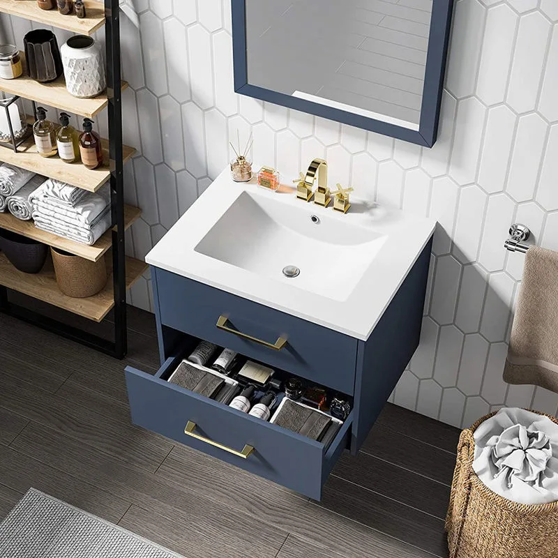 Meuble de salle de bain en céramique avec lavabo rectangulaire