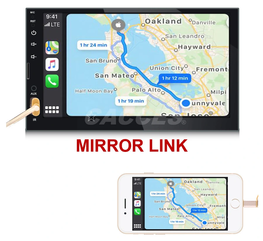 نظام الصوت GPS نظام ستيريو السيارة - Apple CarPlay، Android Auto، 7 بوصة مزدوجة DIN، شاشة لمس عالية الدقة، وحدة رأس الاتصال والصوت عبر Bluetooth، جهاز استقبال الراديو، جهاز مراقبة السيارة