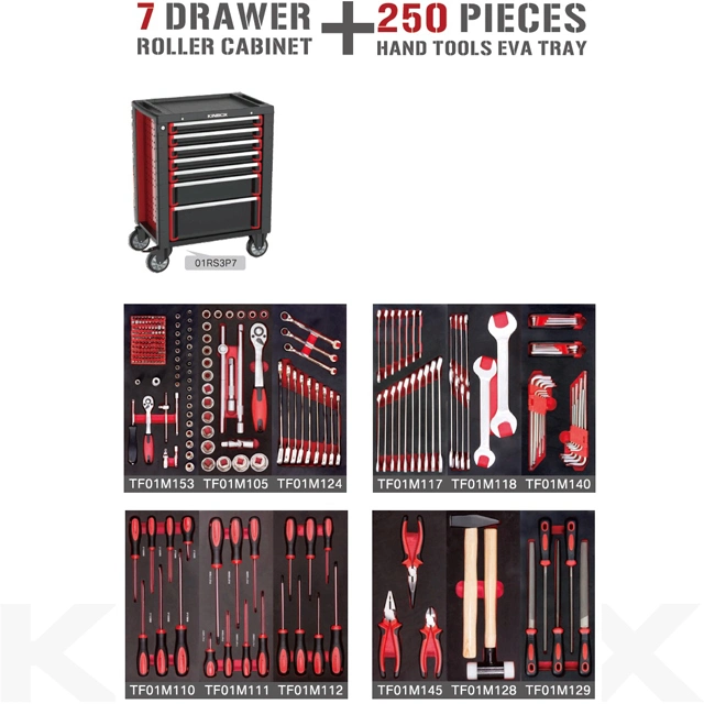 Kinbox Hand Tool Set Storage Cabinet Trolley with 250 PCS Tools