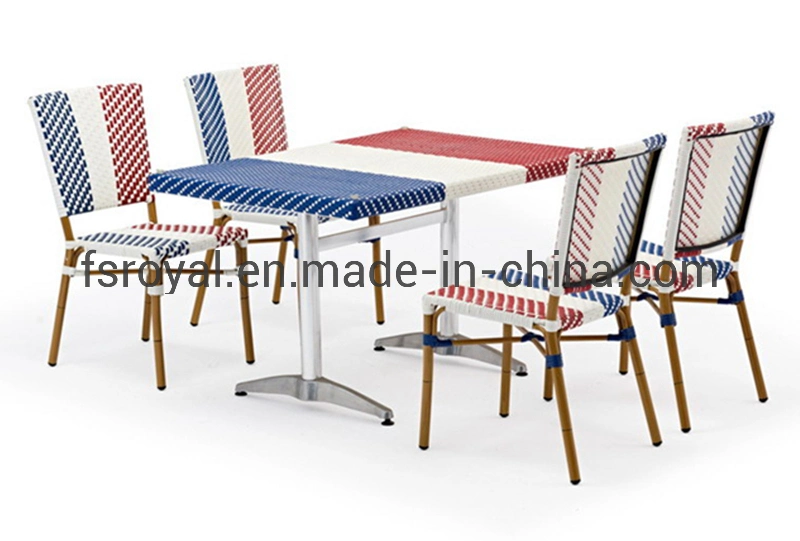 Jardim Outdoor Rattan mobiliário Restaurante Mesa e cadeira Wicker Jantar Definir
