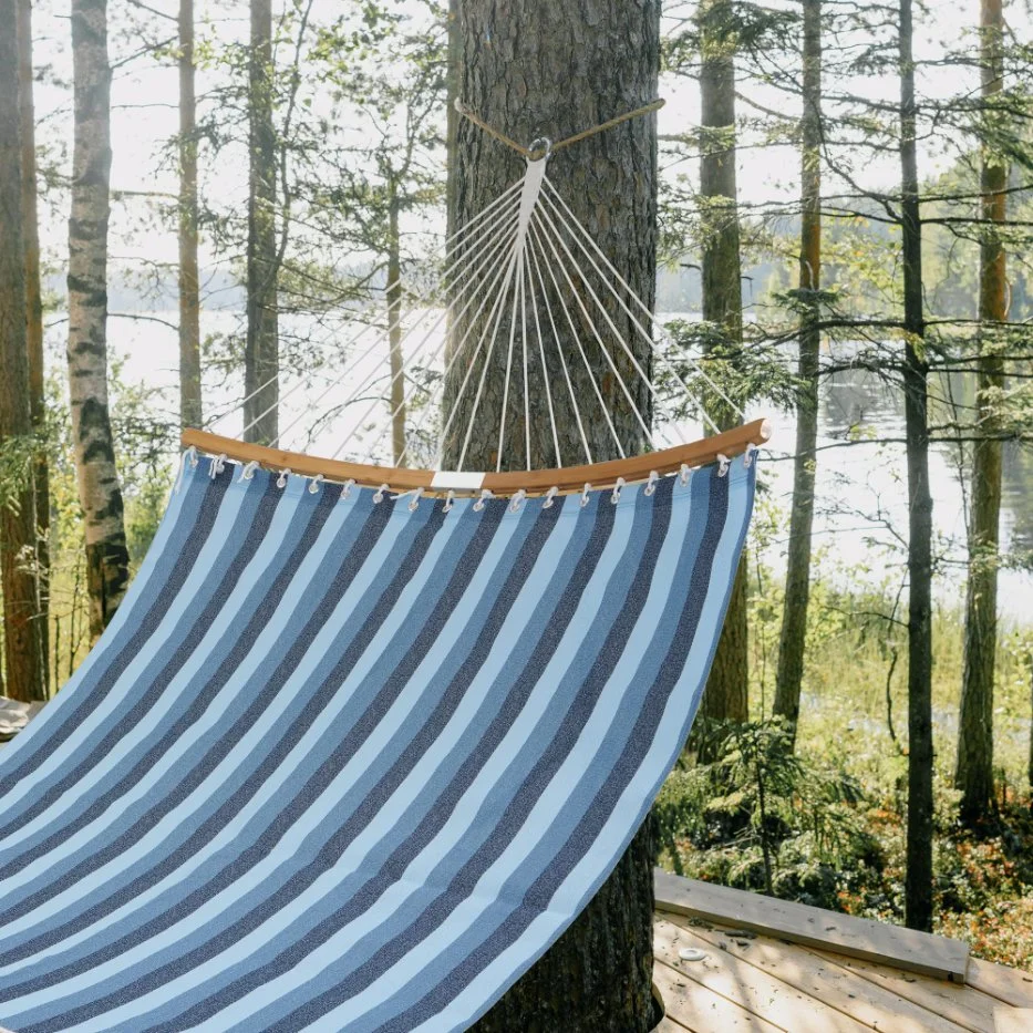 Portable Quick Dry Double Hammock with Folding Curved Spreader Bar