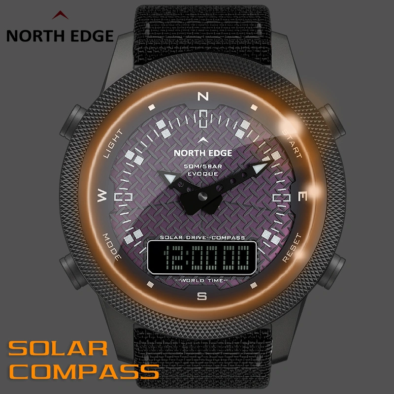 North Edge Evoque Wrist Watch Analog Solar Power 3ATM Water Resistant Smart Watch Gift Watches