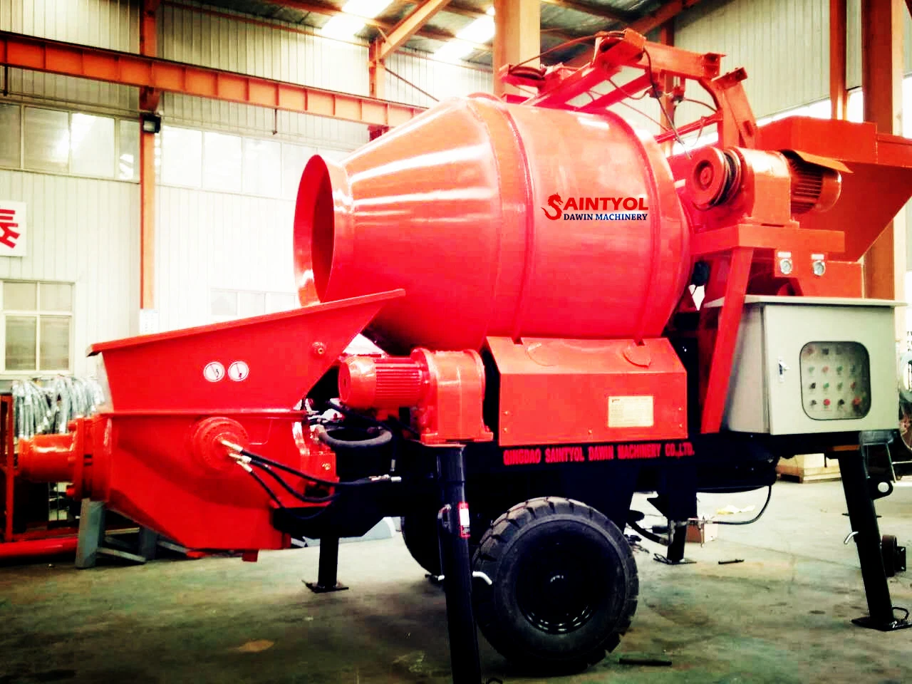 450L Mixer Tank with 40 Cubic Meters Hydraulic Pumping System Beton Mixing Pump on Sale