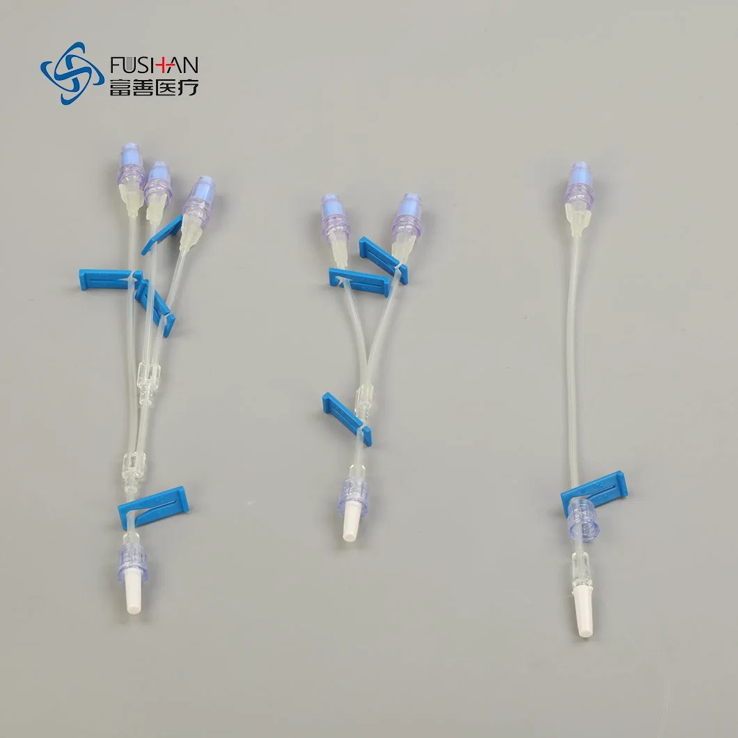 Fábrica de Fushan ODM OEM TPU de plástico descartáveis 1/2/3 caminho único/duplo/triplo lúmen conector livre de agulha com tubo de extensão marcação&amp;ISO13485