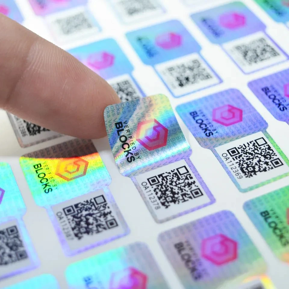 Custom Printing Tamper Proof Qr Code Tags Anti Counterfeit Unique Number Security Authenticity Label 3D Hologram Sticker